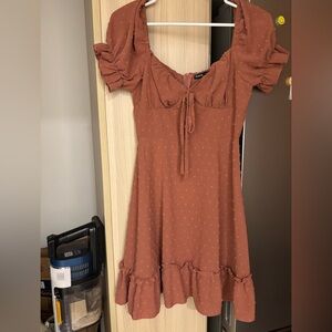 Elegant Blush Dress with Puff Sleeves